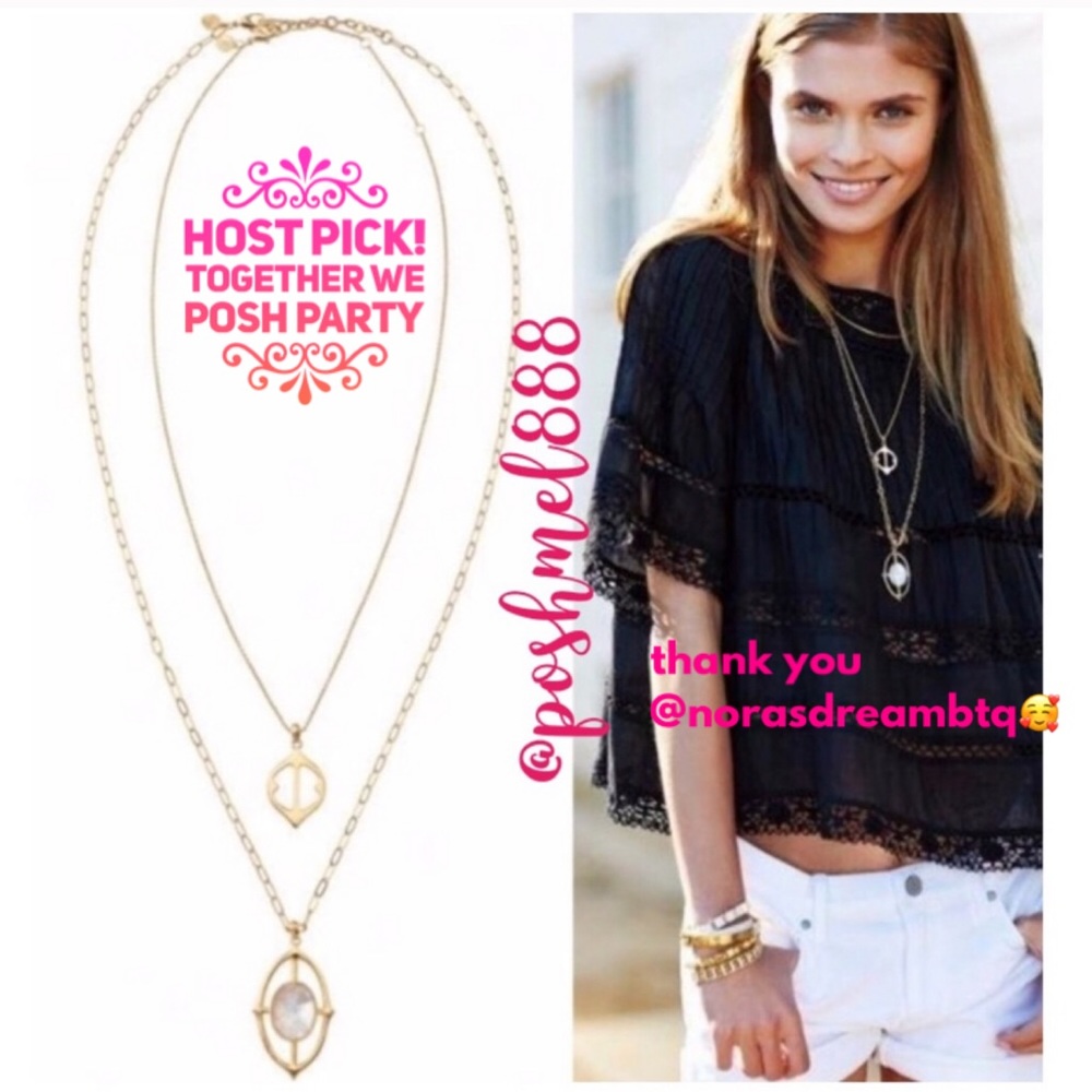 Stella & Dot | Mother of Pearl + Gold Fortuna Necklace Set